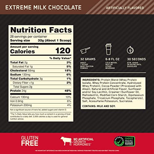 Optimum Nutrition Gold Standard 100% Whey Protein Powder, Extreme Milk Chocolate Optimum Nutrition