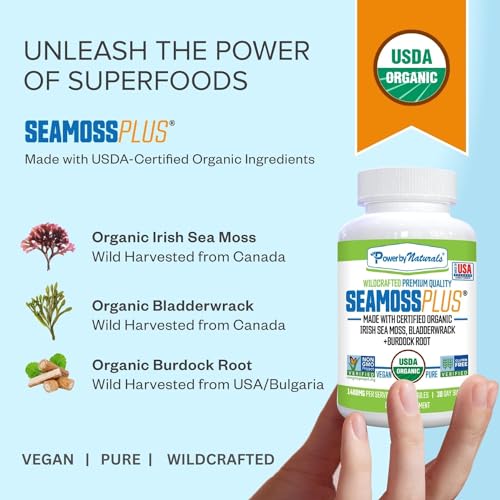 Power By Naturals Sea Moss Plus - USDA Certified Organic Wildcrafted Irish Power By Naturals