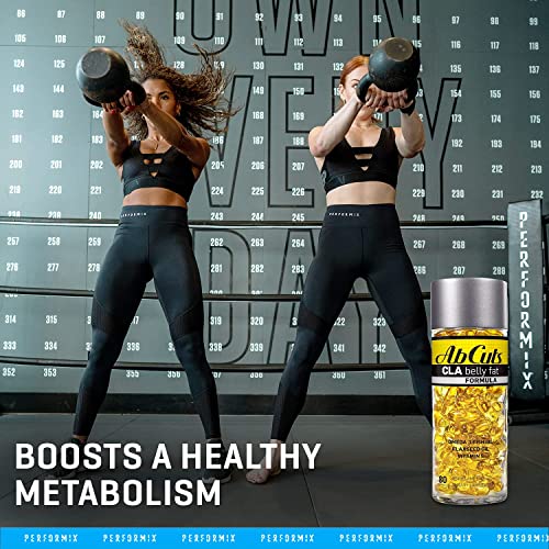 Ab Cuts CLA Belly Fat Formula - 80 Easy-to-Swallow Softgels - Omega 3 Fish Oil, Flaxseed AbCuts