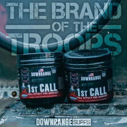 DownRange Supplements 1st Call Pre Workout Powder, Preworkout for Men and Women, Amino Acid Beta Alanine, Caffeine & More for Pump, Energy and Focus Support, 30 Serving (American AF - Cherry Punch)
