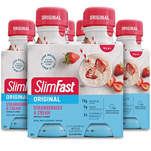 SlimFast Meal Replacement Shake, Original Strawberries & Cream, 10g of Ready to Drink Protein
