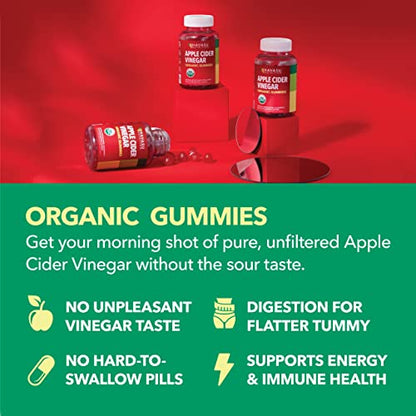 HAVASU NUTRITION Organic Apple Cider Vinegar Gummies with The Mother | Metabolism Stomach Control & Energy Support | Vegan & Non-GMO Natural Apple Flavor | 30 Count