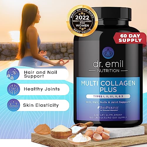 DR EMIL NUTRITION Multi Collagen Pills - 180 Capsules - Collagen Supplements to Support