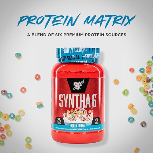BSN SYNTHA-6 Whey Protein Powder with Micellar Casein, Milk Isolate, Fruity Cereal BSN