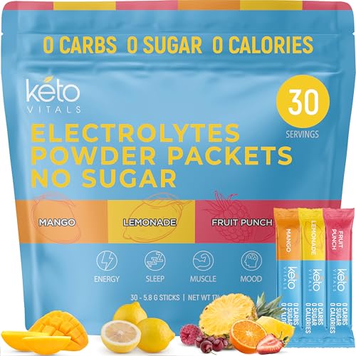 Keto Vitals Original Electrolytes Powder Packets | Keto Friendly Electrolyte Travel Packets 