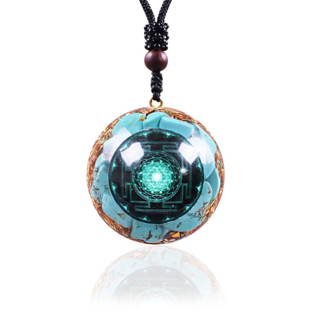 Day Day Up Turquoise Orgonite Pendant Healing Crystal jewelry Orgone Yoga Necklace Reiki Spiritual