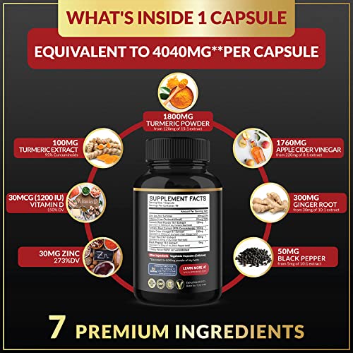 BMVINVOL Turmeric Curcumin Supplement 4040 mg - 95% Curcuminoids with Ginger BMVINVOL