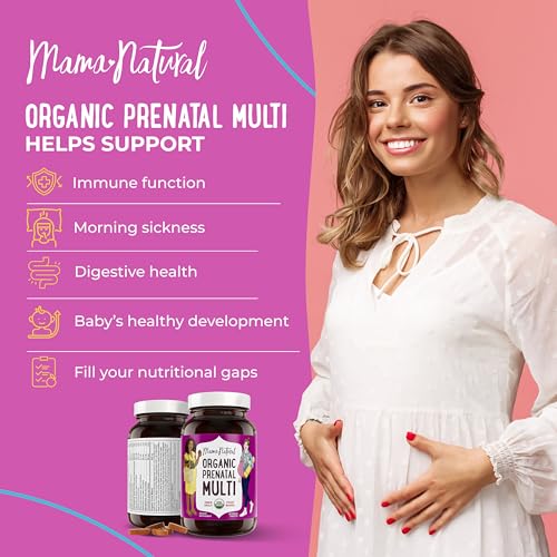 Mama Natural 100% Organic Prenatal Vitamins | One A Day Prenatal Vitamins (30 Servings)