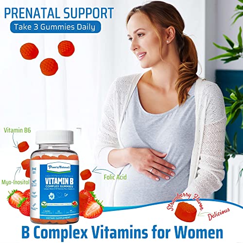 Power By Naturals B Complex Vitamins for Women - 60 Vegan Gummies for Prenatal Support, Energy Boost Power By Naturals