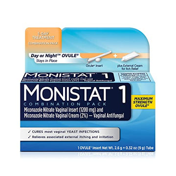 Monistat 1 Day Yeast Infection Treatment for Women, 1 Miconazole Ovule Insert & External Monistat Anti-Itch