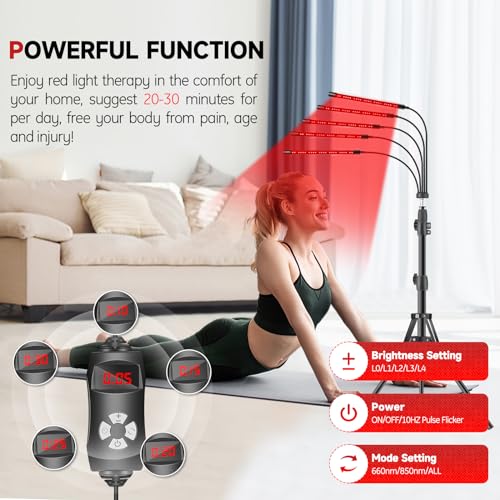 Red Light Therapy Lamp, 150 LEDs Infrared Light Therapy with Adjustable Stand - 660nm Redlight Rikimxin