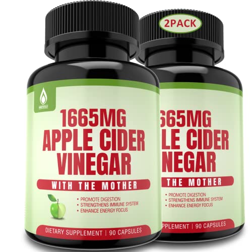 Sugar Free Apple Cider Vinegar Capsules with The Mother, New Formula with Milk Thistle 