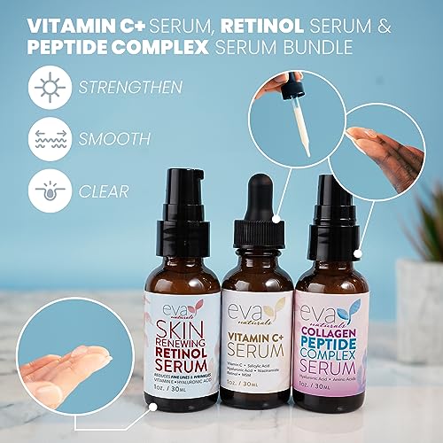 Eva Naturals Anti-Aging Serum Bundle - Vitamin C Serum, Hyaluronic Acid Serum