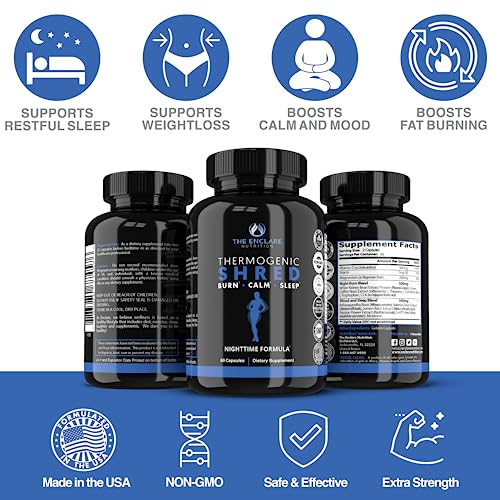 Thermogenic Shred - Fat Burner Sleep Aid Diet Pills, Appetite Suppressant for Weight Loss THE ENCLARE NUTRITION