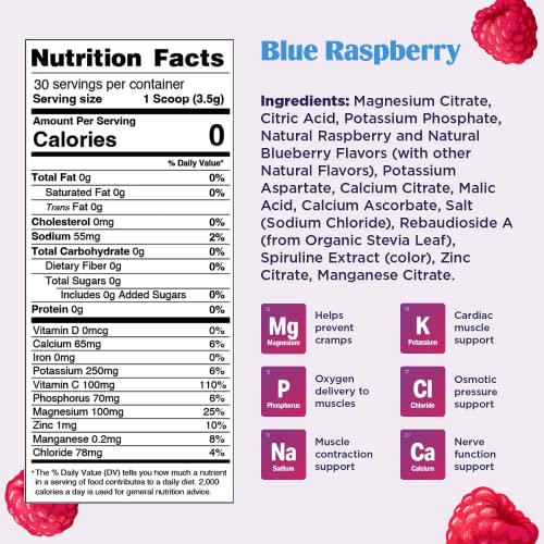 Ultima Replenisher Electrolyte Hydration Drink Mix, Blue Raspberry, 30 Servings