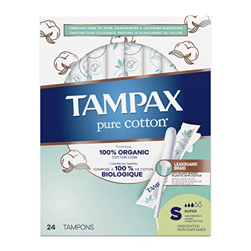TAMPAX Pure 100% Organic Cotton Core Super Absorbency Tampons - 24 ct Tampax