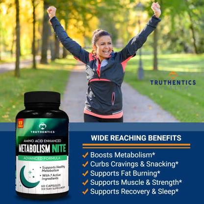 TRUTHENTICS Night Metabolism Booster for Men & Women - Night Time Fat Burner