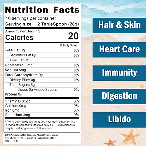 Healistix Pineapple Irish Sea Moss Gel 16 Oz - St Lucia Wildcrafted Seamoss Gel, Packed