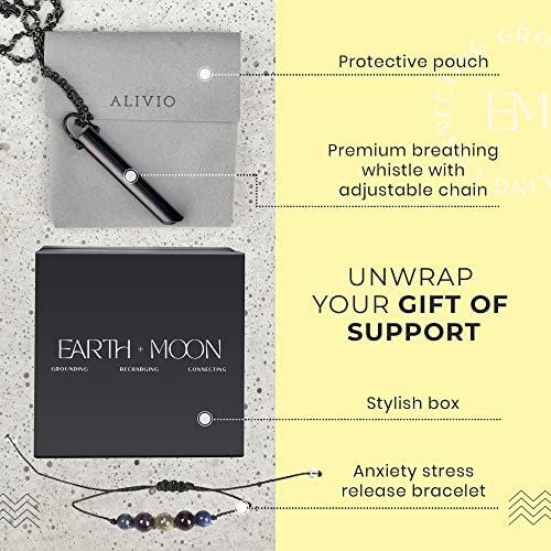Mindful Breathing Necklace for Anxiety Stress Relief - Earth and Moon Stainless Steel Anxiety EARTH AND MOON