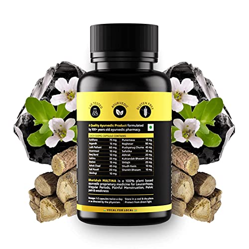 pexal Dharishah Ayurveda Maltina Capsules for Leucorrhoea or White Vaginal Discharge pexal