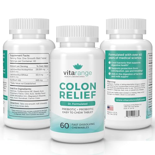 Colon Relief by VitaRange- Fast Constipation and Bloating Relief with Sunfiber Prebiotic Vita Range