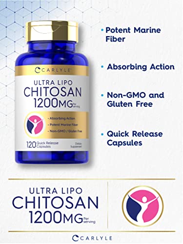 Carlyle Chitosan Supplement 1200mg | 120 Quick Release Capsules | Non-GMO