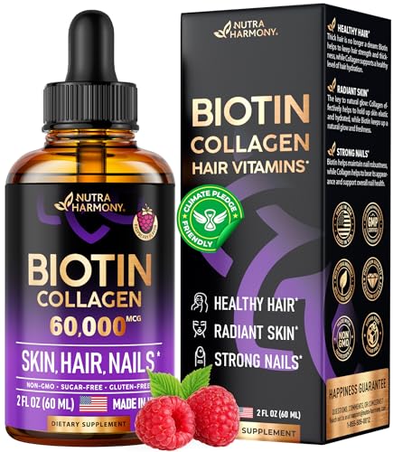 Liquid Biotin & Collagen - Vitamins for Hair Growth Support for Women & Men 