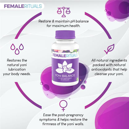 FEMALE RITUALS Yoni Balance Vaginal Tightening Pills 30 Pack - Vaginal Rejuvenation & Vagina Moisturizer