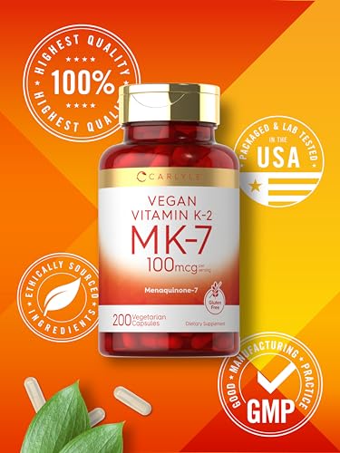 Carlyle Vitamin K2 MK7 100mcg | 200 Vegan Capsules | Menaquinone-7 Supplement Carlyle
