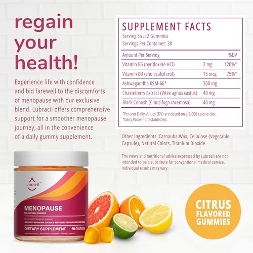 Lubracil - Menopause Gummies - Women's Natural Hormone-Free Daily Dietary Supplement Lubracil