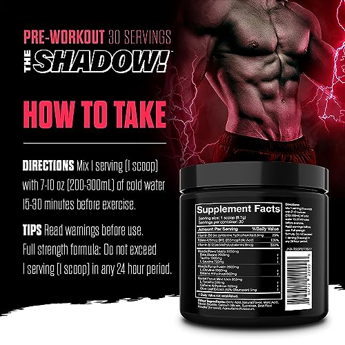 JNX SPORTS The Shadow! 350mg of Caffeine Hard Core Preworkout -Electric Energy, Mental Focus, Superhuman Strength, Men & Women - Strawberry Pineapple 30 Servings…