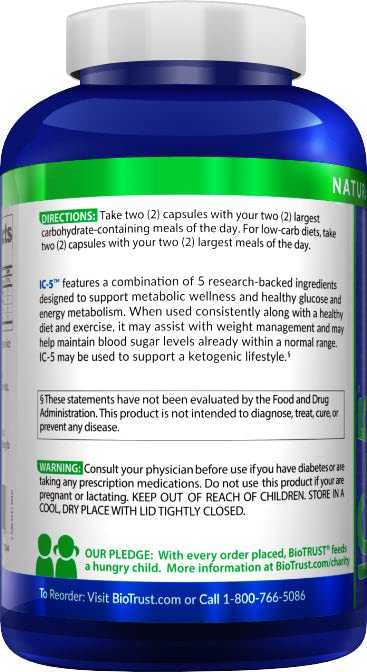 BioTrust IC-5 Keto and Carb Management Supplement, Metabolic Support BioTrust