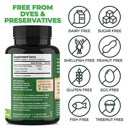 ForestLeaf - Apple Cider Vinegar Capsules with Cayenne Pepper Powder 1200mg