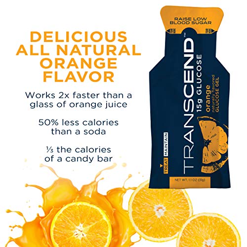 Transcend Glucose Gel Packs - Orange, 30 Pack (1.1oz each) - FSA/HSA Transcend