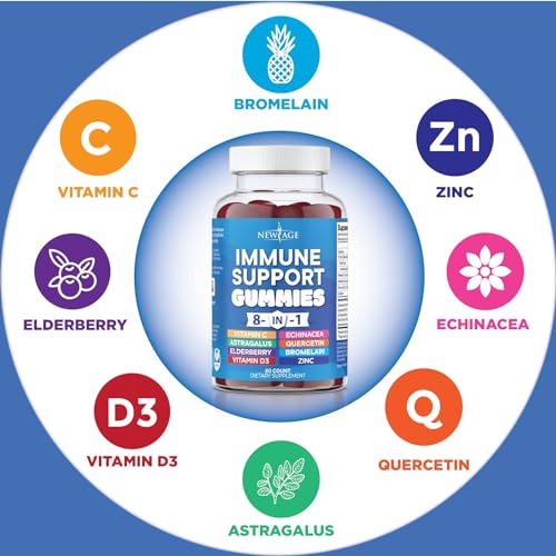 NEW AGE 8 in 1 Immune Support Booster Supplement with Elderberry, Vitamin C NEW AGE