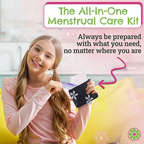 First Period Kit To-go! - Organic Biodegradable Tween Pads & Liner - Period Bags for Teen Girls Be Prepared. Period.
