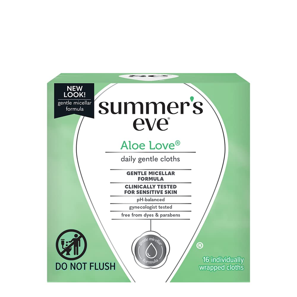 Summers Eve Cleansing Cloths 16 Count Aloe Love (6 Pack) Summer's Eve