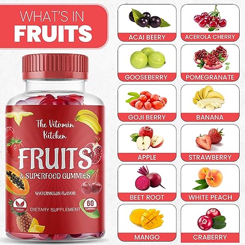 The Vitamin Kitchen Fruit and Veggies Gummies-120 Chews 60 Super Fruits