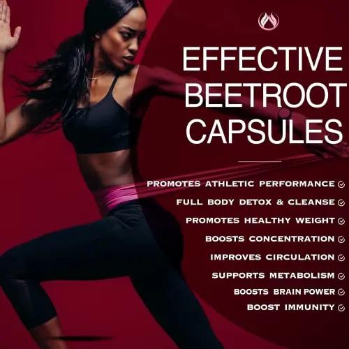Beet Root Capsules Organic Beet Root Powder 1300mg | Natural Nitric Oxide Booster, Nitrate Supplement, Heart Health, Energy, Athletic Performance