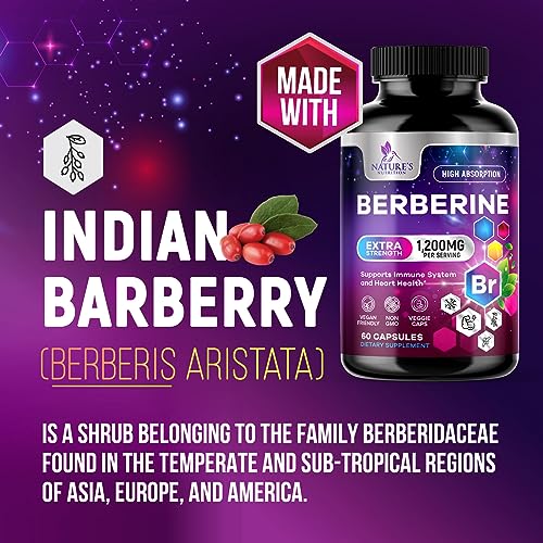 Berberine Supplement 1200mg per Serving - High Absorption Heart Health Support Nature's Nutrition