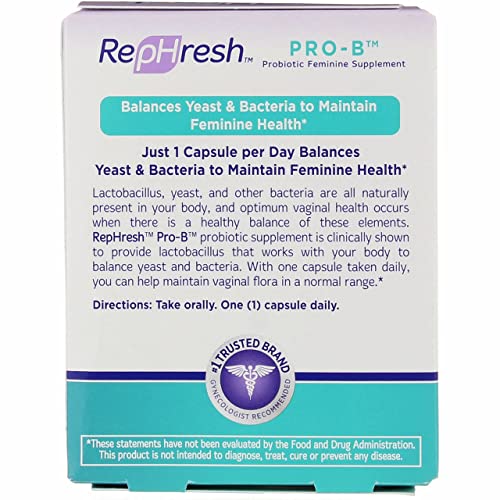 RepHresh Pro-B Vaginal Probiotic Feminine Supplement One Bottle 30 Count Rephresh