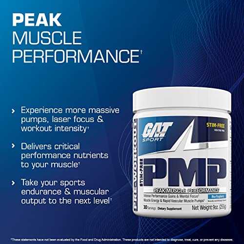 GAT SPORT PMP (Peak Muscle Performance), Pre-Workout, 30 Servings (Blue Raspberry