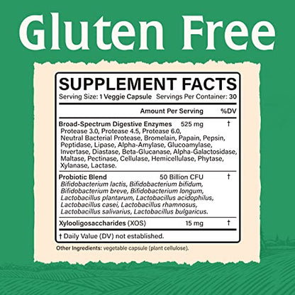 Elixeed Digestive Enzymes Plus Probiotics & Prebiotics, 22 Digestive Enzymes with Amylase