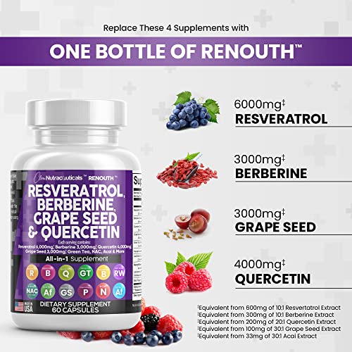 Resveratrol 6000mg Berberine 3000mg Grape Seed Extract 3000mg