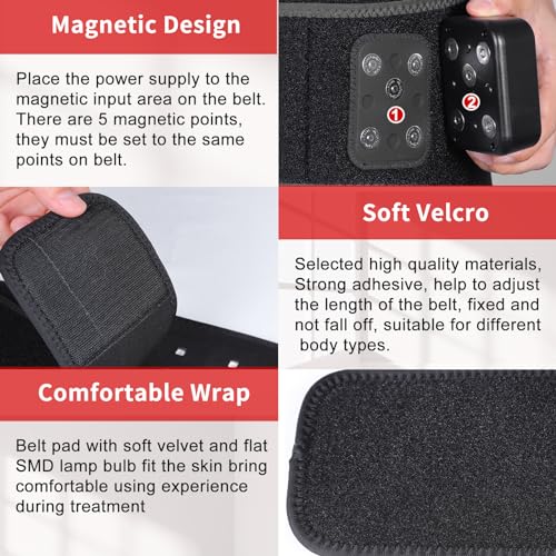 TUOYR Cordless Red Light Therapy Belt for Back Pain Relief with 10000mAH Power Bank TUOYR