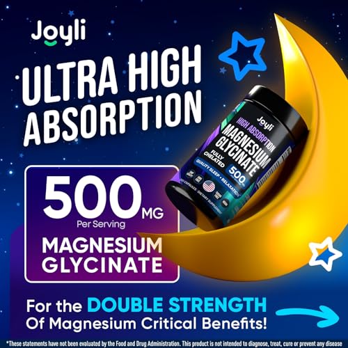 Magnesium Glycinate 500MG - Magnesium for Sleep - High Absorption Chelated Magnesiu JOYLI Nutrition