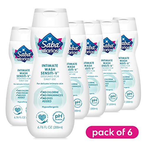 Saba Sensiti-V Intimate Wash, Feminine Hygiene Wash, 6.76 fl oz (Pack of 6) Saba