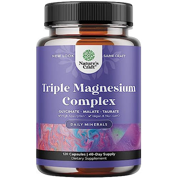 Triple Magnesium Complex Supplement 400mg Elemental - High Absorption Magnesium 