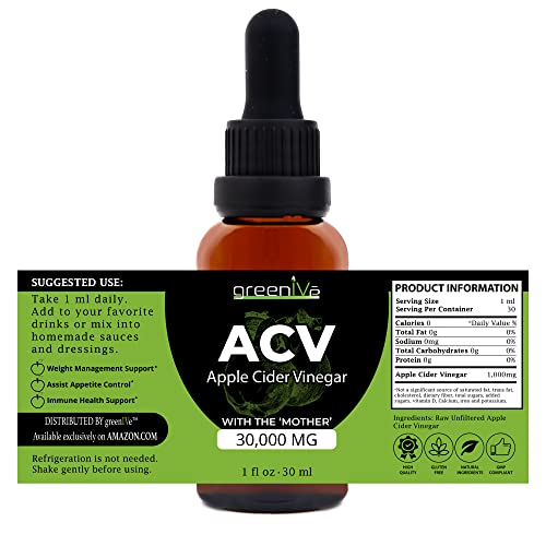 GreenIVe ACV Drops Apple Cider Vinegar Tincture with The Mother Weight Management