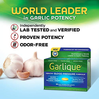 Garlique Garlic Extract Supplement, Healthy Blood Pressure Formula, Odorless & Vegan